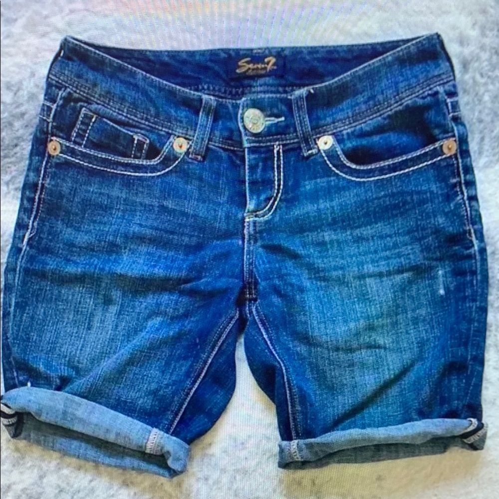 Seven7 Women's Blue Denim Athletic Shorts